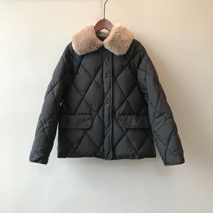 Tangada Vrouwen Solid Losse Bontkraag Parka Dikke Taille Passen Winter Lange Mouwen Rits Vrouwelijke Overjas ASF74