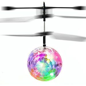 Rc Mini Crystal Ball Helicopter Speelgoed Met Led Licht Kleurrijke Elektrische Infrarood Sensor Controle Drone Model Speelgoed Voor Kinderen