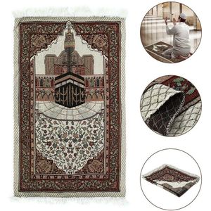 110X65Cm Moslim Tapete Zachte Kwastje Wandtapijt Deken Draagbare Borduurwerk Woondecoratie Islamitische Moslim Gebed Tapijt Mat