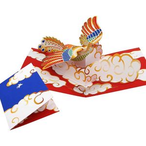 Diy Pop-Up Kaart Chinese Phoenix, Handgemaakte 3D Anniversary Wenskaart Papier Model, Postkaart Uitnodiging Papercraft, craft ER-119