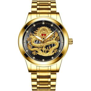 Relogio Masculino Casual Horloge Mannen Waterdichte Quartz Horloges Luxe Rode Rhinestone Dragon Klok Mannelijke