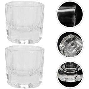 2 Stuks Manicure Glas Kristal Cups Liquid Houder Container Tint Kom Nail Styling Tool Apparatuur Gereedschap (Zonder Deksel)