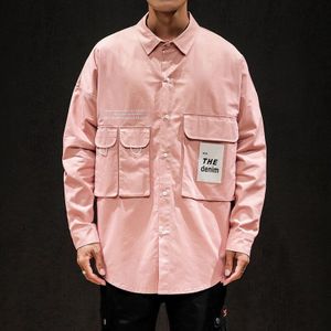 Zazomde Zwarte Shirts Oversize Hip Hop Streetwear Casual Brand Shirt Mannen Lange Mouw Losse Lente Herfst Korea Kleding