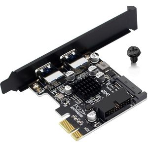 Pci Express Riser Card Pci-E 2xUSB3.0 Uitbreiding Adapter Pcie 1X 19Pin Drive Gratis