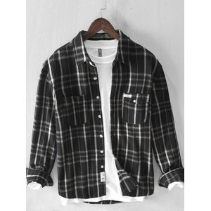 Herfst Winter Mannen Puur Katoen Plaid Shirt Toevallige Lange Mouwen Retro Werkkleding Stijl Dikke GA-Z715