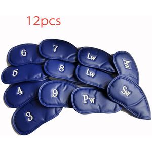 12Pcs Golf Club Head Covers Pu Golf Cap Hardcore Pu Cap Ijzer Staal Golf Club Cover 3, 4, 5, 6, 7, 8, 9, Lw, Sw, Pw, Aw