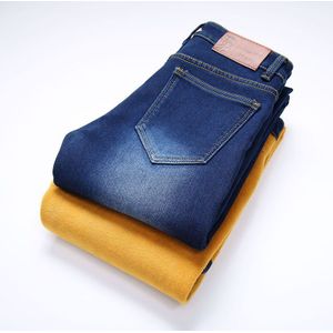 Tangyaxuan Dikke Mannen Winter Stretch Jeans Warme Fleece Mannen Classice Jeans Mannelijke Blauwe Denim Jean Broek Maat 27-36