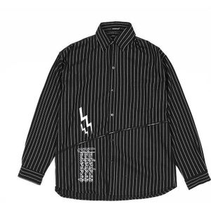 Uncledonjm Vintage Gestreepte Shirt Button Up Harajuku Overhemd 2020AW Heren Lange Mouw Casual Shirt Mannen Kleding Un-3288