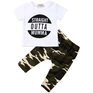 0-24 M Baby Jongens Kleding Korte Mouw T-Shirt Top + Camouflage Broek 2 STUKS Outfit Peuter Kids Kleding set meisje meisjes