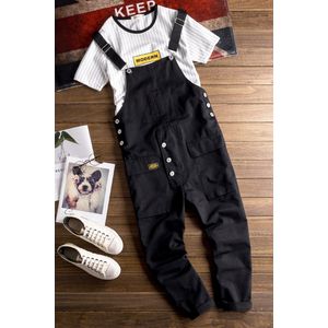 Lente En Herfst Een Stuk Overalls Voor Jongens En Meisjes Losse Grote Zakken Cropped Broek Overalls Bretels Toevallige Kaki blac