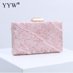 YYW Blauw Velours Women'S Bag Bruiloft Clutch Handtas Vrouwelijke Vintage Partij Banket Tas Koppelingen Vrouwelijke Zwart Roze Witte Portemonnee