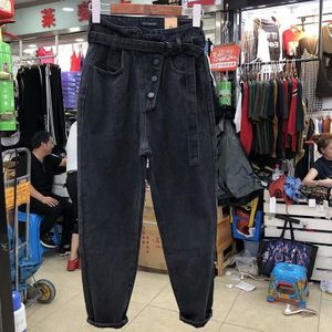 Ripped Jeans voor Vrouwen Losse Vintage Vrouwelijke Mode Vrouwen Hoge Taille Knop Harembroek Casual Jeans Plus Size