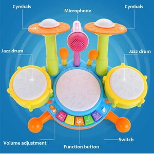 Kinderen Kids Jazz Drum Set Kit Musical Instrument Educatief Speelgoed Drums + Microfoon Met Drum Sticks Voor Kinderen