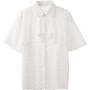 Transparante Drie-Dimensionale Polka Dot Shirt Heren Zomer Korte Mouw Mannen Mode Loose Fit Big Size Shirt top