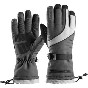 Mannen Vrouwen Winter Ski Handschoenen Fleece Thermische Waterdichte Effen Kleur Warme Waterdichte Fietsen Handschoenen Met Rits