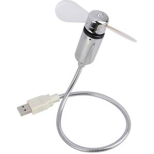 USB LED Klok Fan met Real Time Display Functie, USB KLOK FAN, Zilver