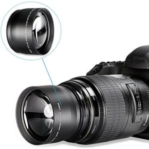 58mm2.0X Professionele Telelens + Reinigingsdoekje Voor Canon Nikon Sony Pentax