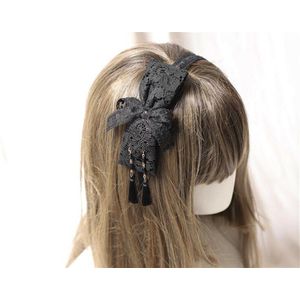 Gothic Zwart Rood Lolita Kc Haarspeld Strik Rose Lace Hoofddeksels Vintage Paleis Stijl Meisjes Hairwear B1552