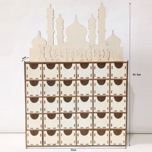 Houten Eid Mubarak Ramadan Advent Kalender Countdown Lade Moslim Islamitische Kasteel Decoraties