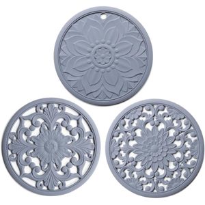 3 Stks/set Bloem Patroon Hollow Placemat Siliconen Anti-Broeien Warmte-Isolatie Pad