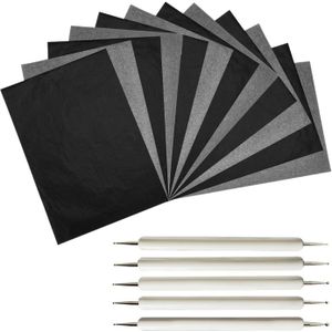 100 Vel A4 Size Herbruikbare Carbon Tracing Transfer Papier 5 PCS Embossing Stylus voor Canvas Hout Glas Metalen Keramische Klei