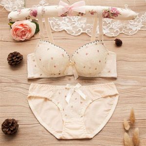 Tiener Meisjes Bras En Panty Set Puberteit Meisjes Kant Dot Katoenen Ondergoed Set Beha Tiener Ondergoed Kleine Borst Beha