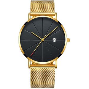 Luxe Business Horloges Mannen Super Slanke Horloges Roestvrijstalen Gaas Riem Quartz Horloges Gouden Horloges Mannen