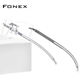 FONEX Randloze Bril Frame Mannen Recept Vierkante Brillen Frameloze Siliconen Schroefloos Bijziendheid Optische Brillen F1003