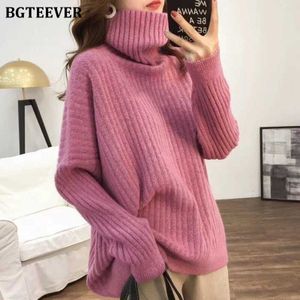 Bgteever Elegante Losse Coltrui Thicken Vrouwen Trui Mode Lange Mouw Vrouwelijke Trui Truien Winter Breien Trui