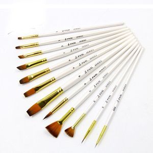 12 Stuk Set Schilderen Nylon Borstel Acryl Kunstenaar Verf Borstel Voor Aquarel Scholieren Schilderen Ambachten Art Supplies
