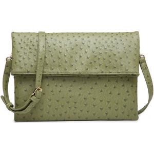 Dame Opvouwbare Clutch Bag Python Lederen Schoudertas Struisvogel Clutch Handtas Met Achterzak Avondfeest Zak