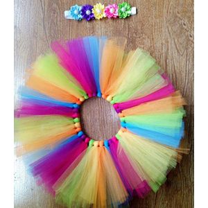 Regenboog Tutu Rokken Baby Meisjes Tule Pettiskirts Tutu Met Bloem Hairbow Pasgeboren Verjaardagsfeestje Kostuum Fotografie Rokken