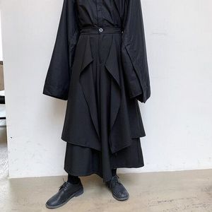 Mannen Casual Zwarte Wijde Pijpen Broek Rokken Mannelijke Vrouwen Japan Streetwear Punk Gothic Kimono Broek Harembroek Stadium Kleding Losse