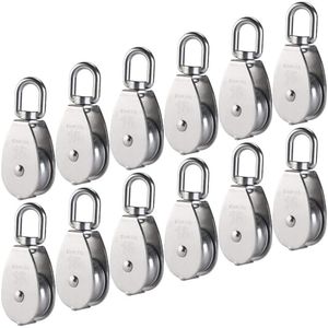 12 Pcs M15 Enkele Katrol Blok 304 Rvs Hang Draad Katrol Roller Swivel Lifting Draad Touw Kabel Towing Wiel