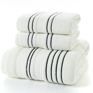 Eenvoudige strepen 100% Katoen badhanddoek Sets wit grijs Strandlakens voor Volwassenen Luxe Zacht gezicht Handdoek badkamer