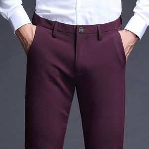 Icpans Stretch Slim Casual Jurk Broek Mannen Rode Kantoor Formeel Pak Broek Voor Mannen Zomer Lente