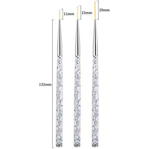3pcs/set Nail Art Line Drawing Brush Various Lengths Painted Chain Link Flower Pen Marble Nail Art Brush Manicure Nail Tools