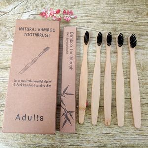 Biologisch Afbreekbaar Bamboe Tandenborstels 10Pcs/5Pcs Bpa Gratis Zachte Haren Tandenborstel 100% Natuurlijke Milieuvriendelijke Voor Oral Care gezonde