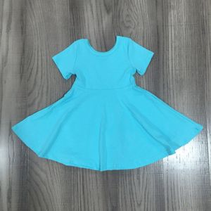 Lente Zomer Baby Meisjes Kleding Effen Blauw Melk Zijde Twirl Jurk