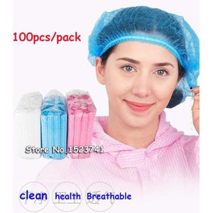 100 Stuks Cap Disposable Non-woven Stofkap Netto Caps Vrouwen Mannen Kosmetiek Voedsel Hygiëne Haar Catering Keuken Bar Make-Up hoed