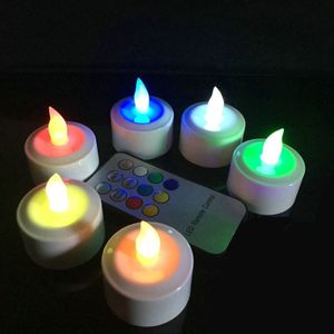 Remote Controlled Oplaadbare Theelichtje LED Kaarsen frosted Vlamloze kleur Veranderende kaars lamp Party Bruiloft Kerk-Multicolor
