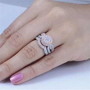 Modyle Aaa + Grade Ronde Zirconia Ring Fijne Carving Craft Wedding Filigraan Ring Set Voor Vrouwen Christmas Anel