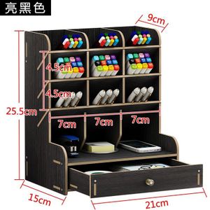 Home Office Supply Opbergrek Houten Bureau Organizer Multifunctionele Diy Pen Houder Doos Desktop Stationaire