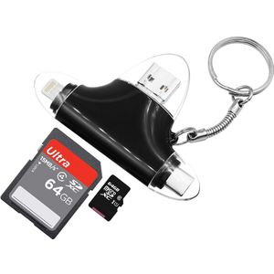 Bru Sd-kaartlezer Memory Micro Sd Adapter 4in1 Otg Memory Kaartlezer All In One Voor Iphone Naar Type C usb Micro Sd-kaart