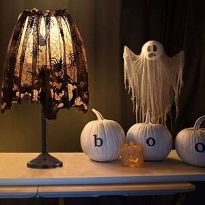 3Pcs Halloween Lamp Shade Cover Decoratie, Zwart Kant Lint Spider Web Lampenkappen Cover Topper Sjaal Voor Feestelijke Party