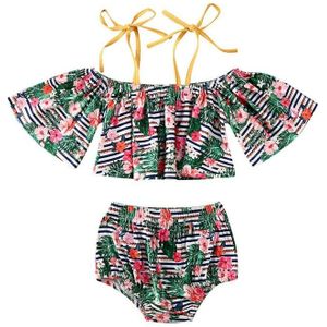 Newborn Baby Girls Summer Swimsuit Cute Floral Print Toddler Baby Girls Kids Swimwear Bathing Suit Tankini Bikini Sets 1-6Y