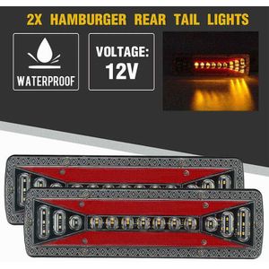 2 Stuks 12V Dynamische Led Auto Vrachtwagen Achterlicht Richtingaanwijzer Remlicht Reverse Signaal Lamp Tractor vrachtwagen Bus Kampeerders