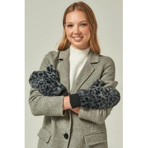 12901 Leopard Furry Grijs Handschoenen Yl