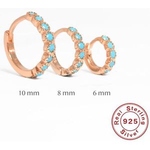 925 Sterling Zilver Huggies Pendientes Turquoise Piercing Hoop Earring Voor Vrouwen Meisjes Ronde Cirkel Oorbellen Sieraden