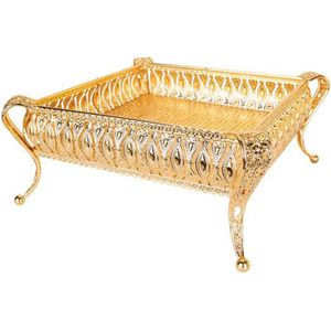 Thuis Drankjes Lade Vintage Fruitschaal Tafel Snack Ijzeren Opbergdoos Vierkante Lade Goud Fruit Mand Bureau Decoratie